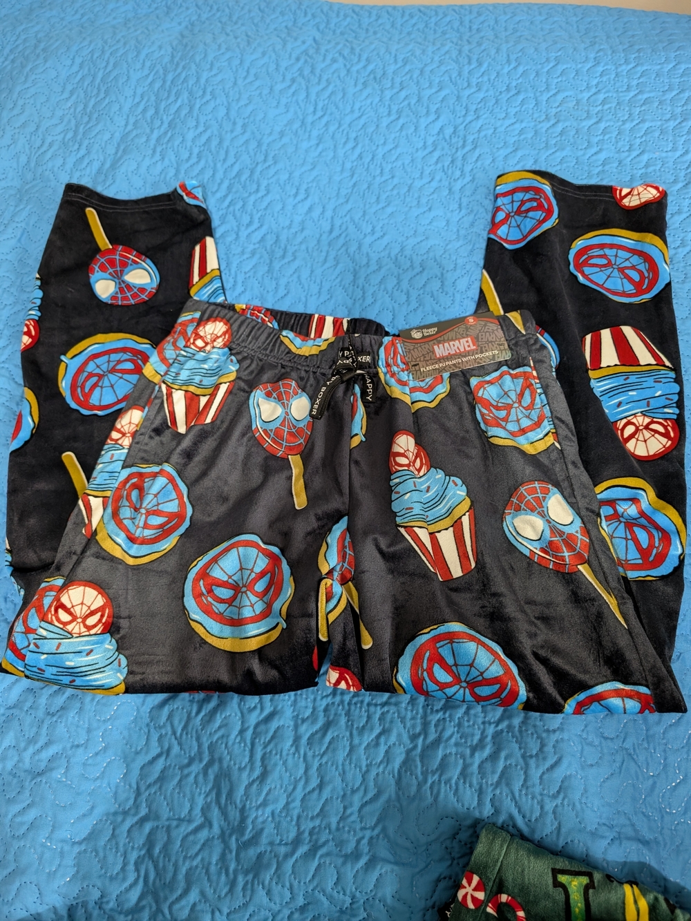 Marvel Black Kids Spider-Man Pajama Pants with Blue & Red Treat Print
